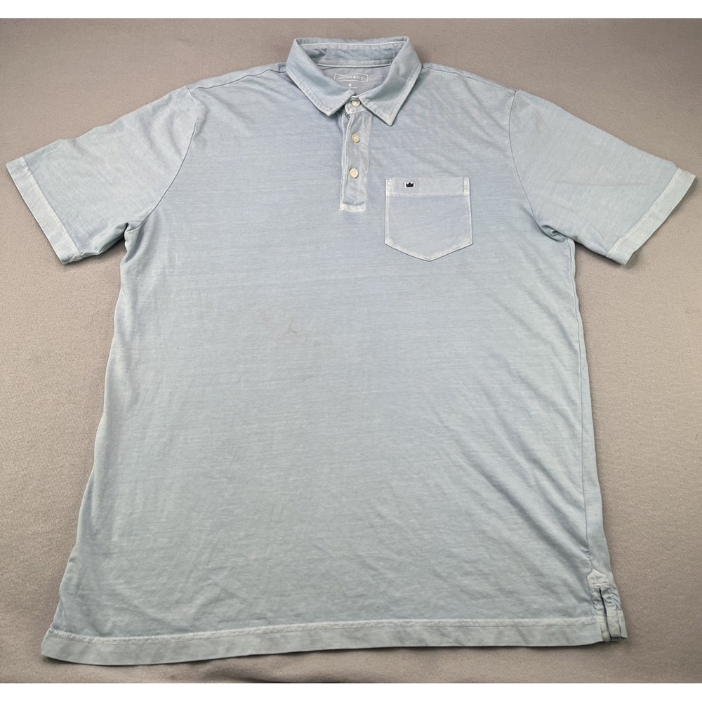 Crown Ivy Mens Size Medium Polo Blue 100% Cotton Summer Beach Breathable Shirt